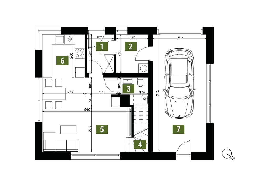 dom z garażem rzut parteru Domy w Dolinie Ciemięgi