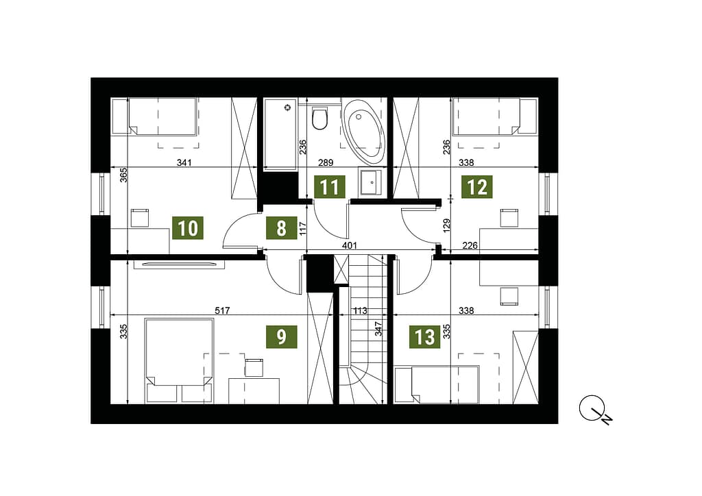 plan piętra na budynku jednorodzinnym na sprzedaż